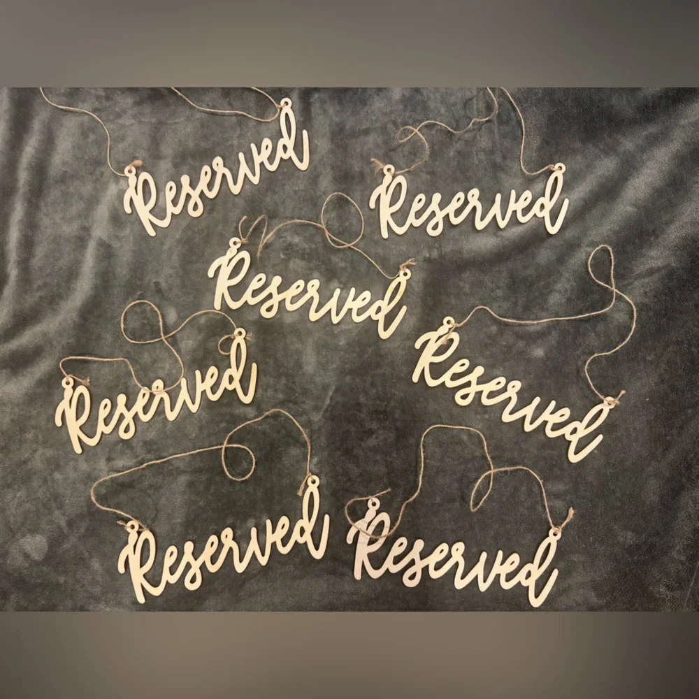 Wooden Reserved Signs with Twine